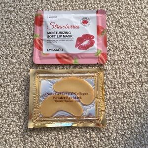 NEW Fayankou Strawberry Lip Mask and Gold Gel Collagen Eye Mask Skincare Bundle